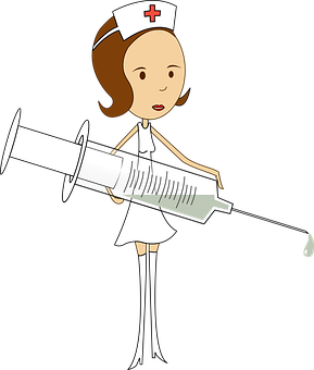 Cartoon Nurse With Syringe PNG Image