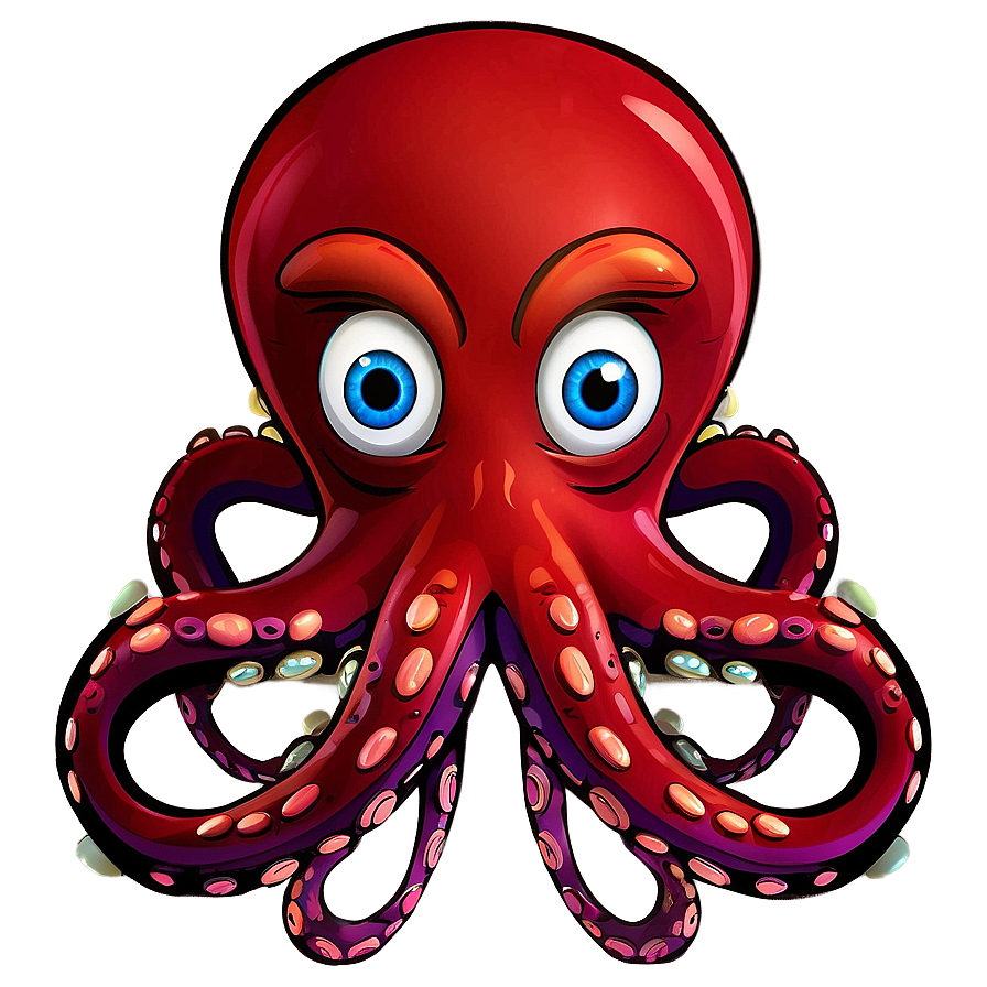 Cartoon Octopus Character Png Vtr PNG Image