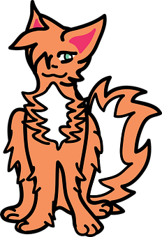 Cartoon Orange Cat Standing PNG Image