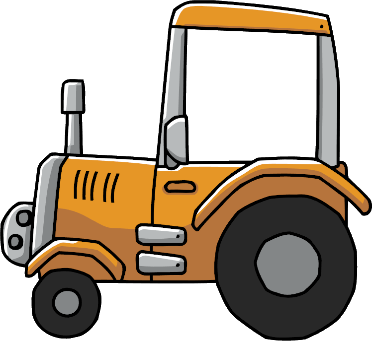 Cartoon Orange Tractor.png PNG Image