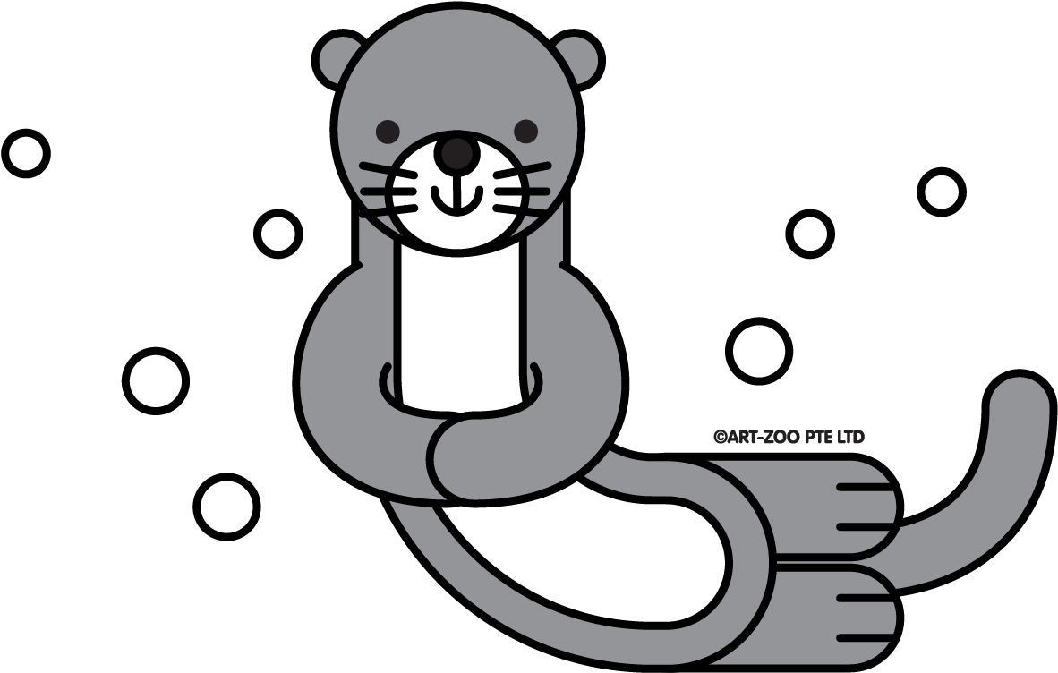 Cartoon Otter Holding Sign PNG Image