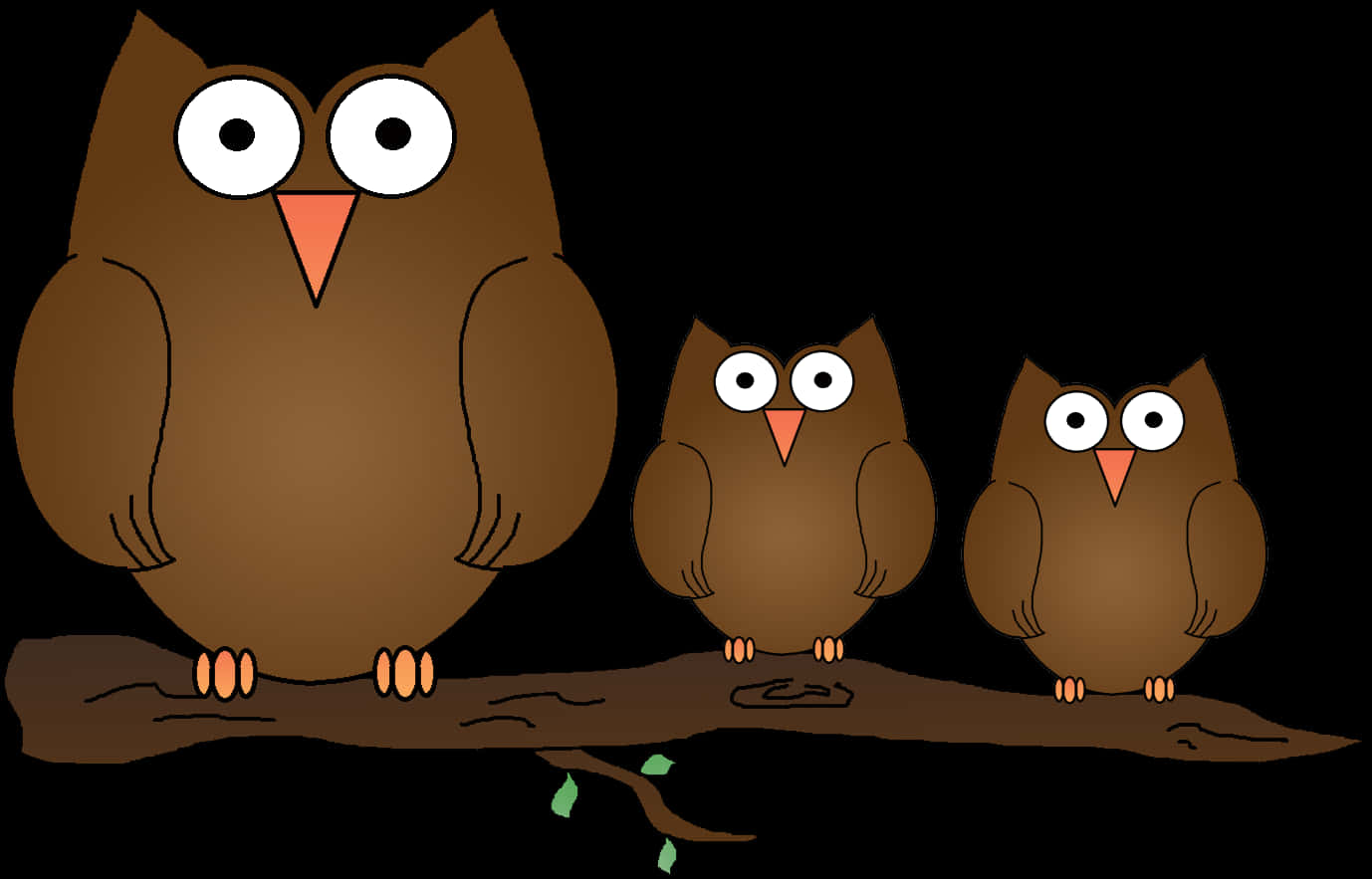 Cartoon Owl Familyon Branch PNG Image