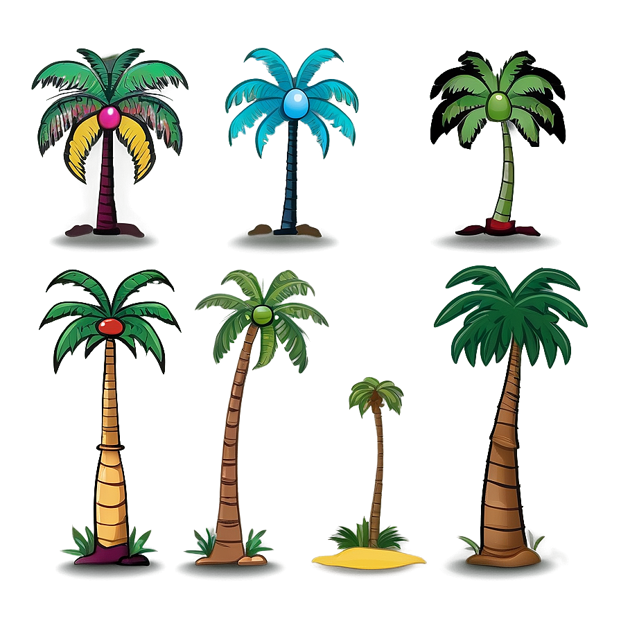 Cartoon Palm Tree Silhouette Png Kaw74 PNG Image