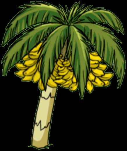 Cartoon Palm Tree With Bananas PNG Image