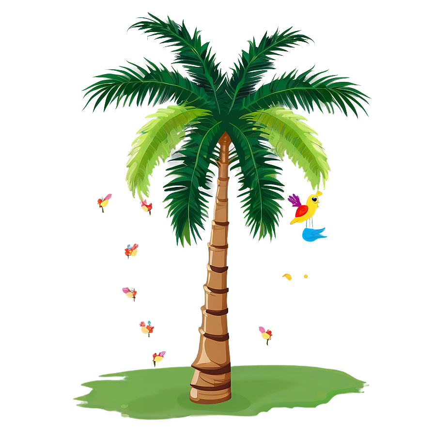 Cartoon Palm Tree With Birds Png 43 PNG Image