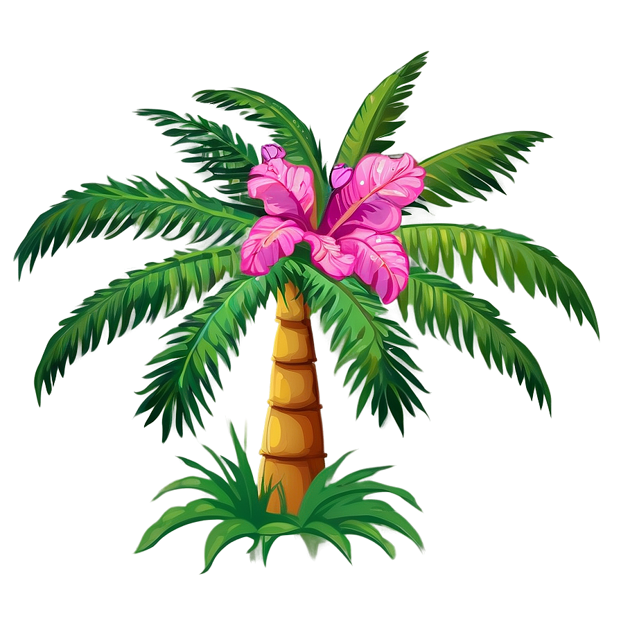 Cartoon Palm Tree With Flowers Png 53 PNG Image