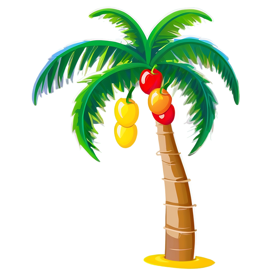 Cartoon Palm Tree With Fruit Png Amd PNG Image