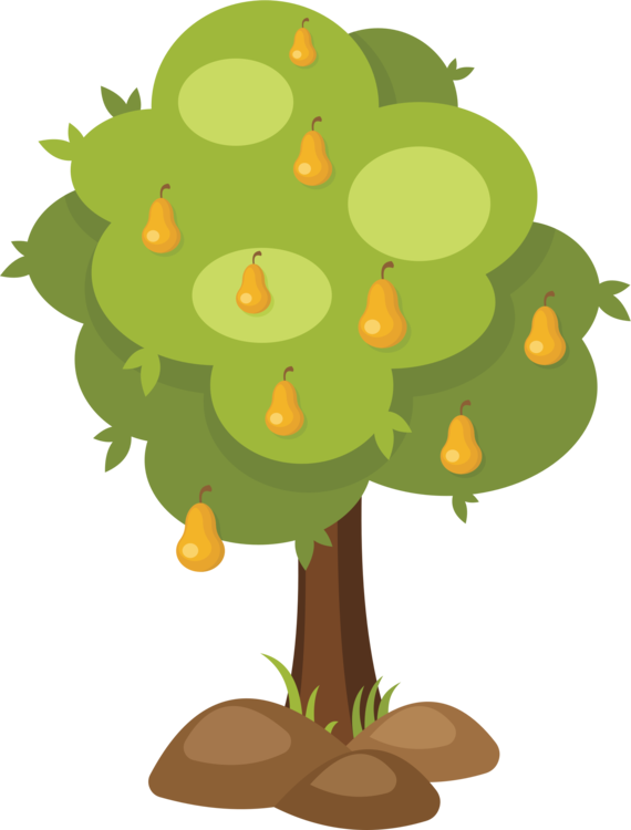 Cartoon Pear Tree Illustration PNG Image