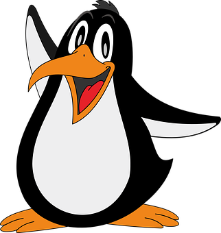 Cartoon Penguin Excited Expression PNG Image