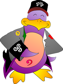 Cartoon Penguinin Suitand Crown PNG Image