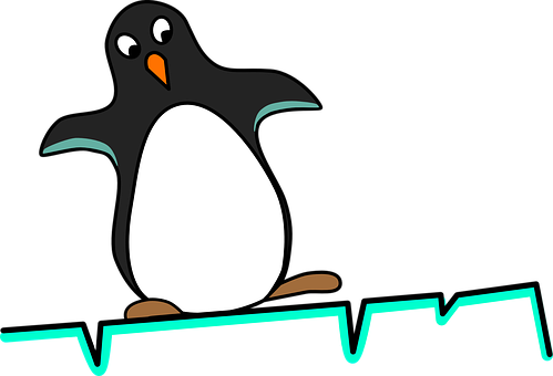 Cartoon Penguinon Ice PNG Image