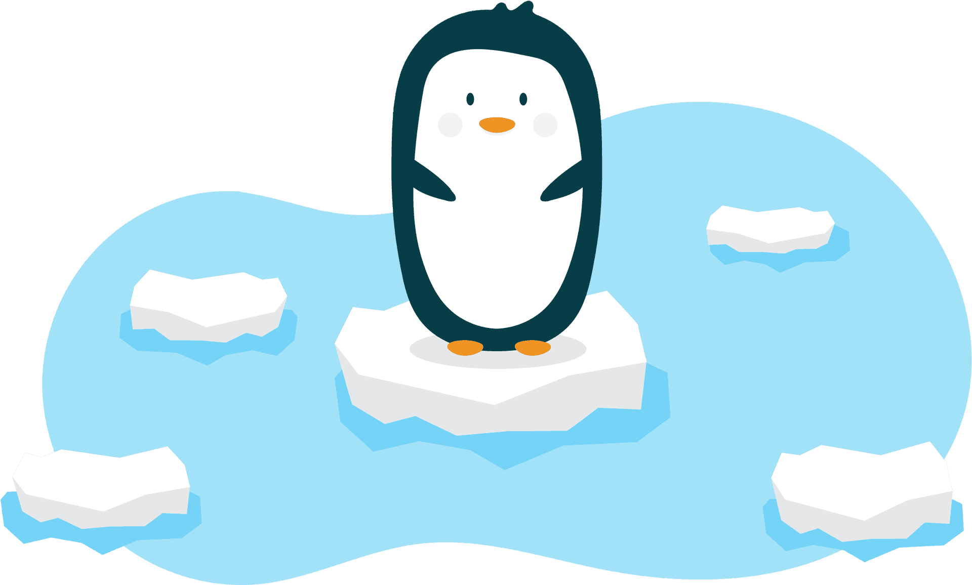 Cartoon Penguinon Iceberg PNG Image