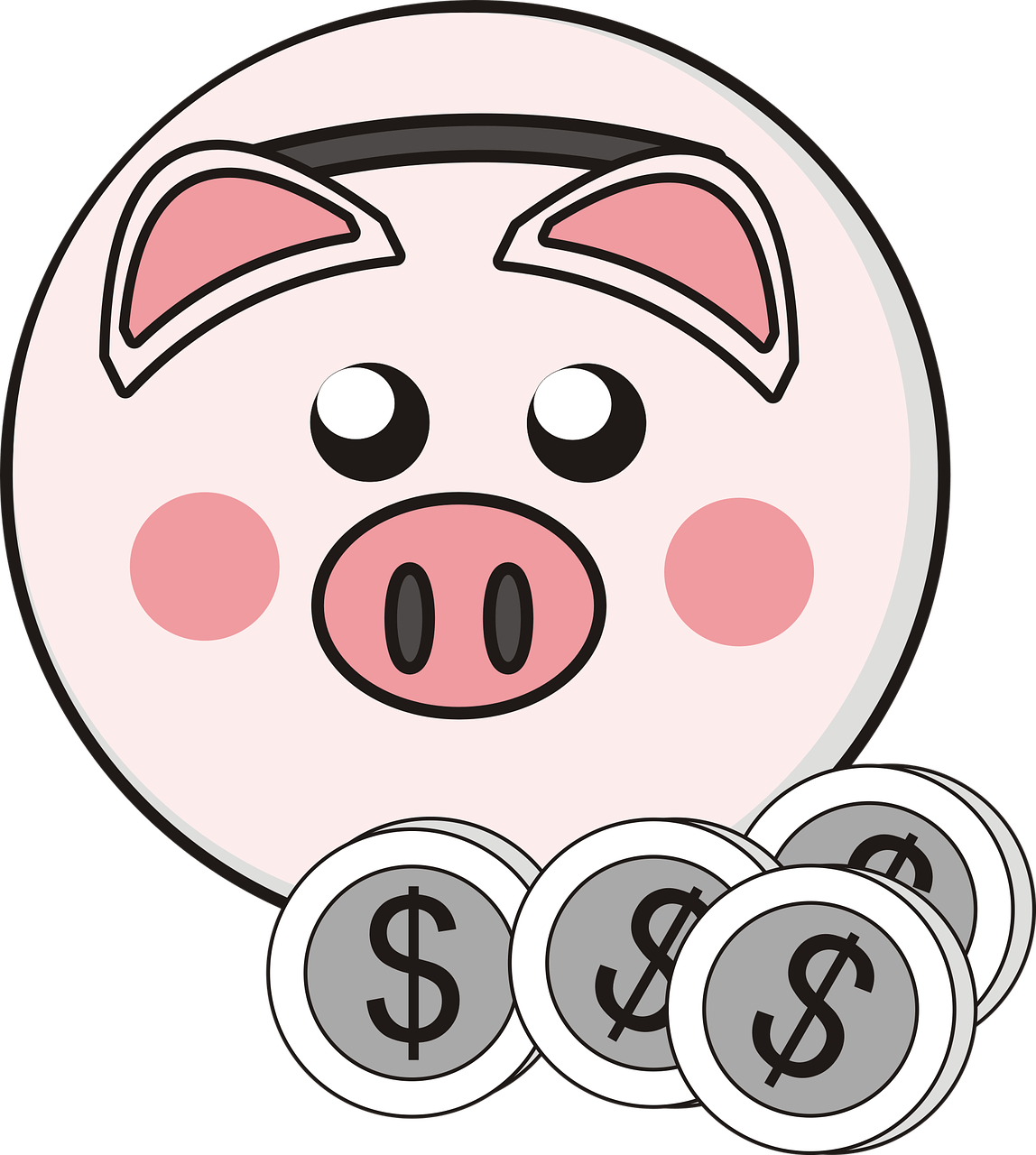 Cartoon Piggy Bankand Coins.png PNG Image