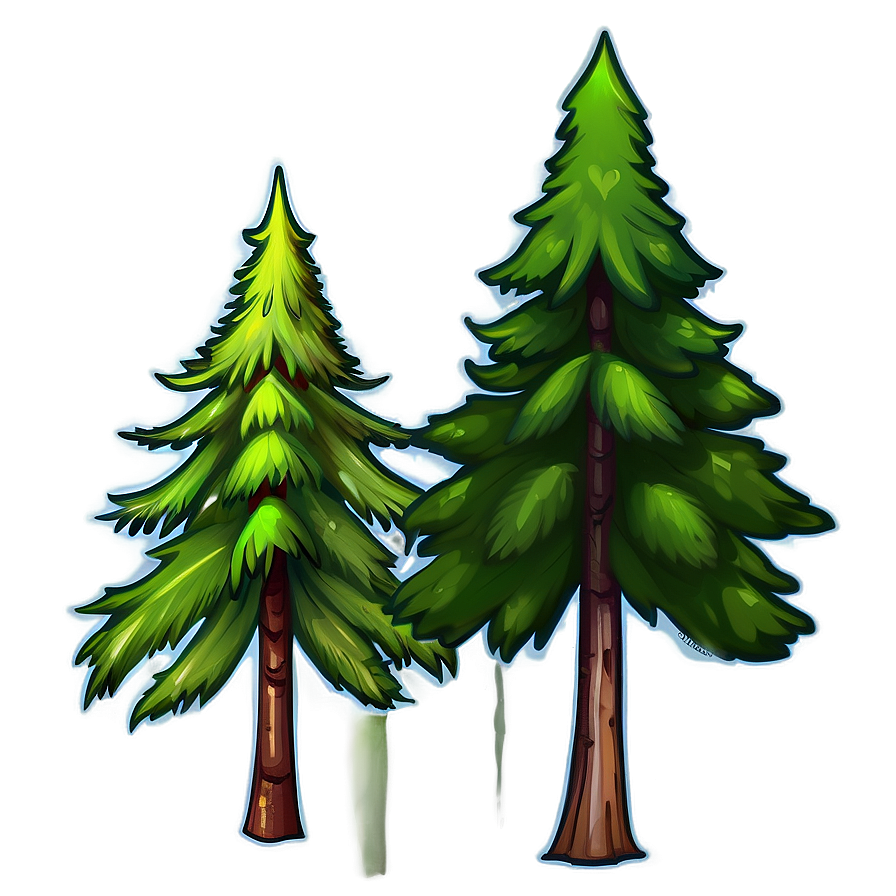 Cartoon Pine Tree Drawing Png Uhr PNG Image