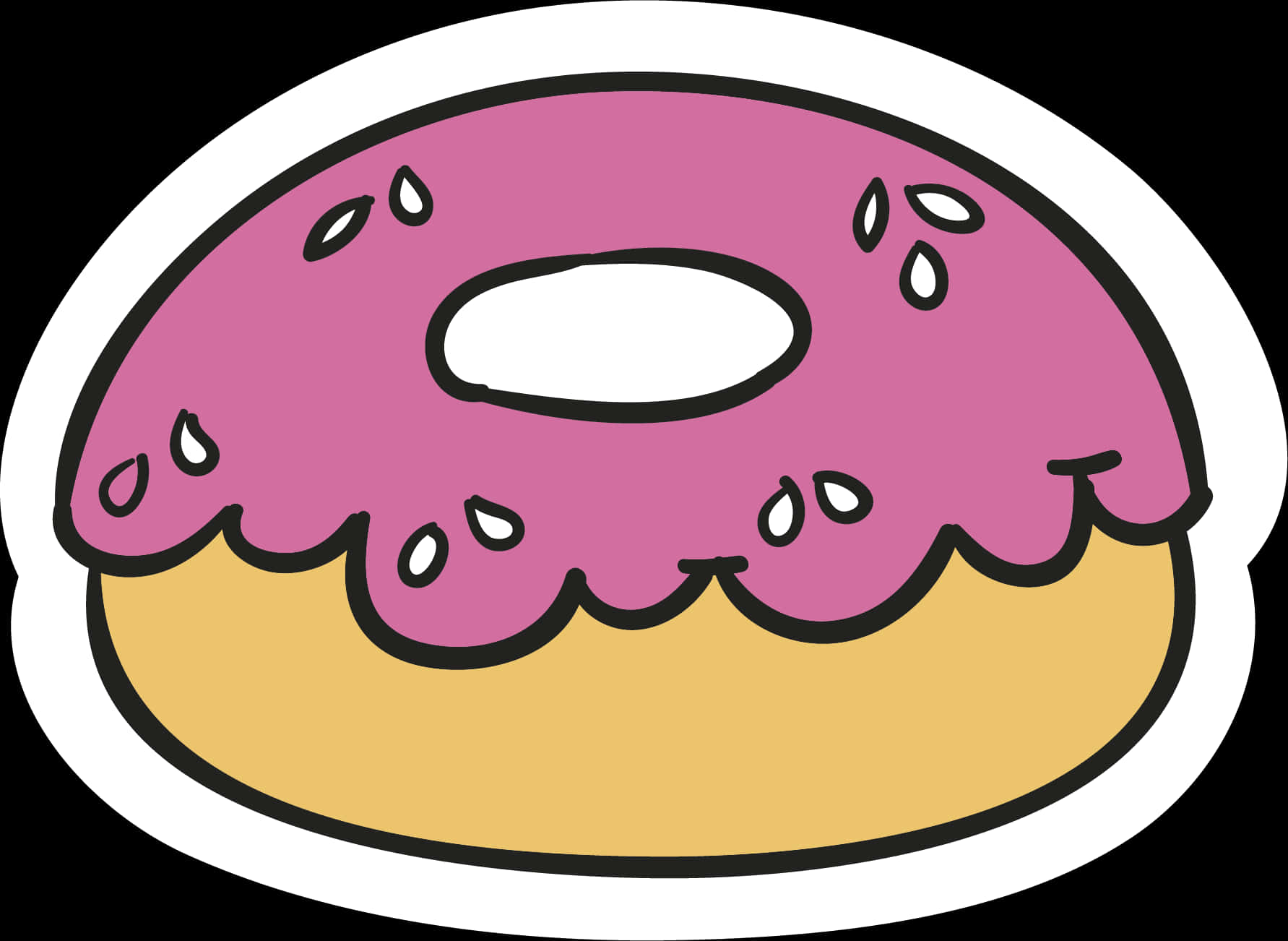 Cartoon Pink Frosted Donut PNG Image