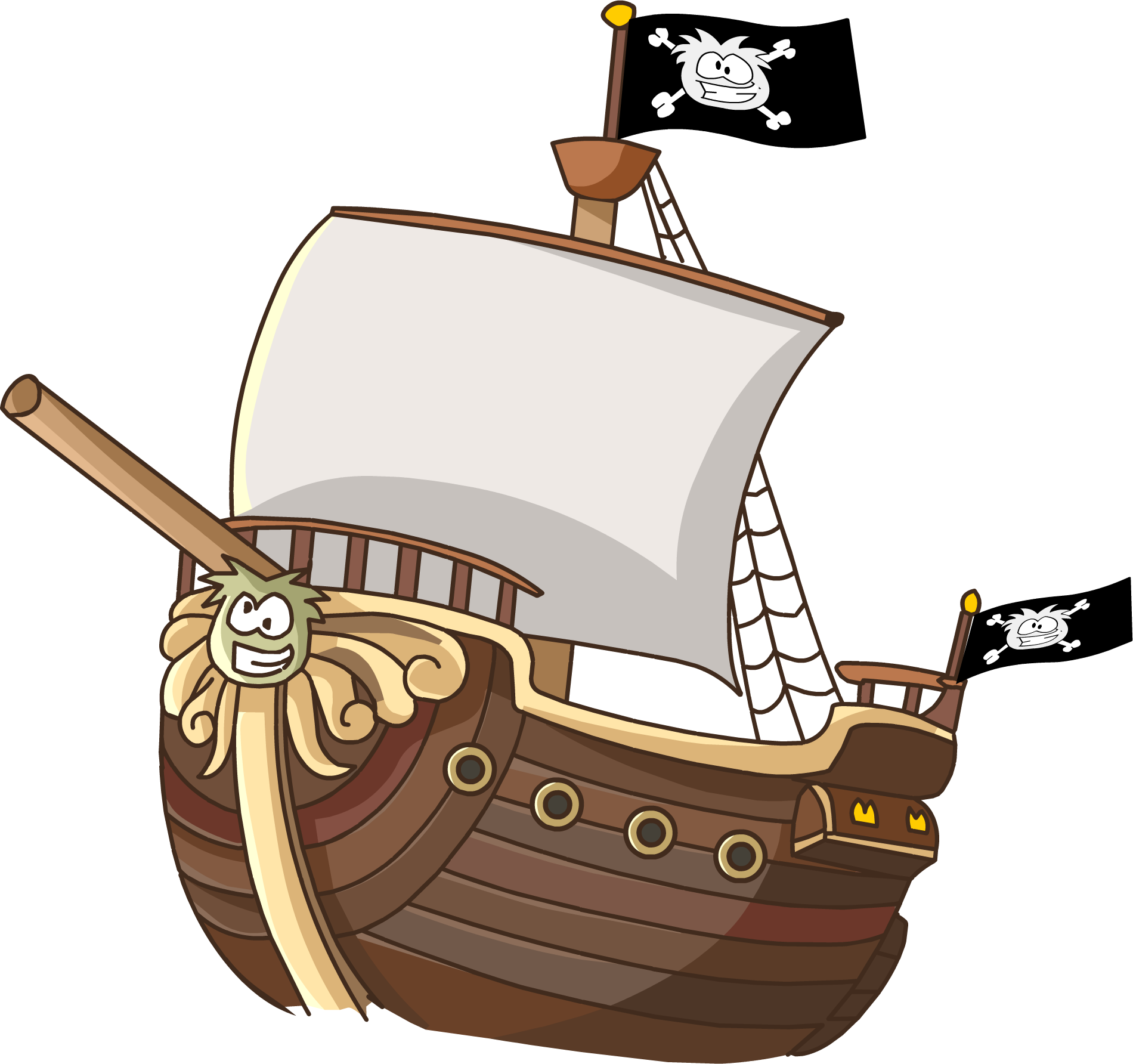 Cartoon Pirate Ship Illustration PNG Image