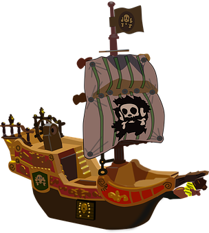 Cartoon Pirate Ship Illustration PNG Image