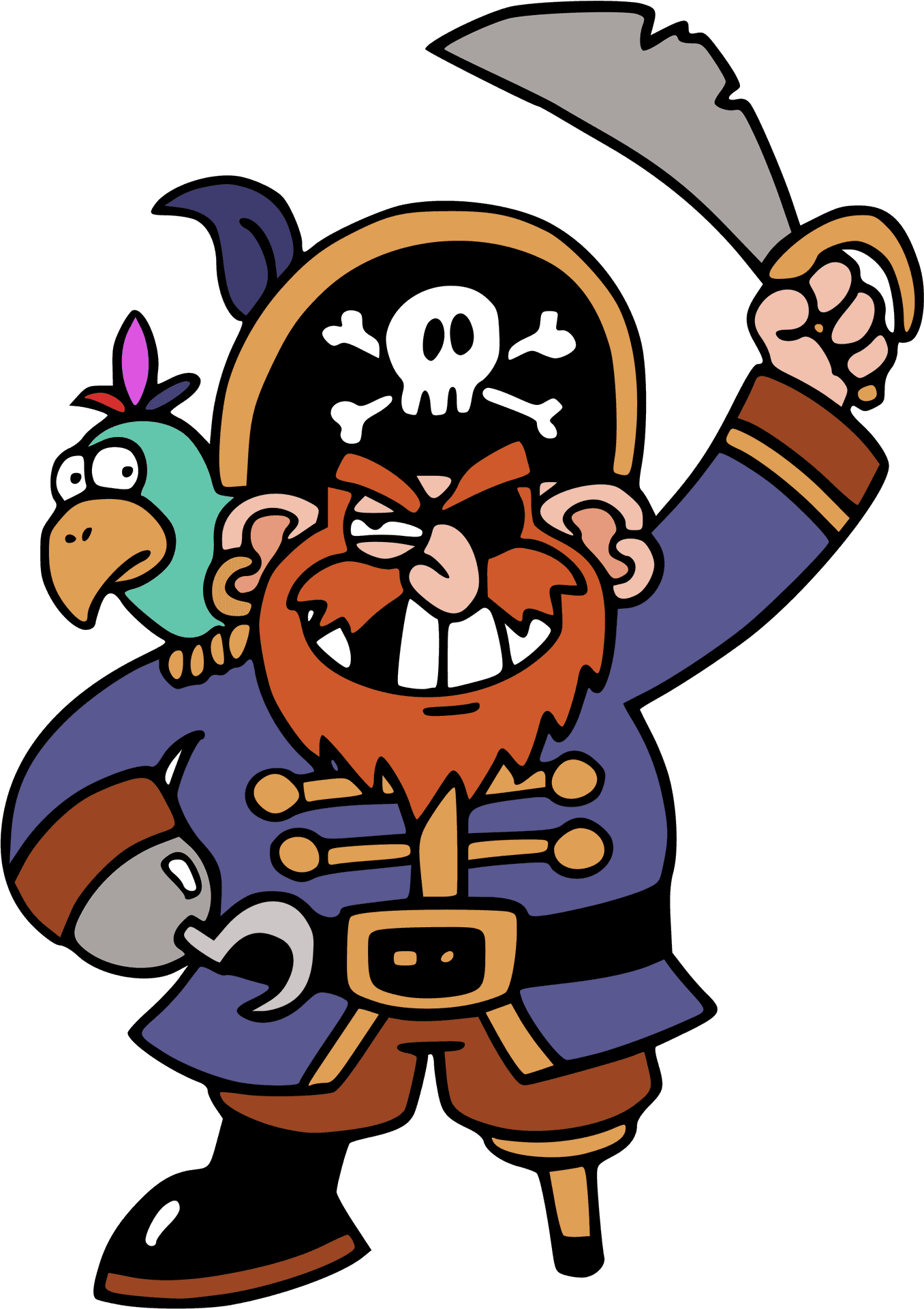 Cartoon Piratewith Parrot PNG Image