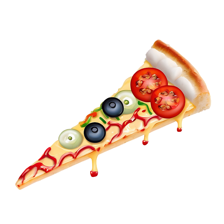 Cartoon Pizza With Toppings Png Uvi3 PNG Image