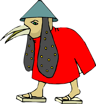 Cartoon Plague Doctorin Asian Attire PNG Image