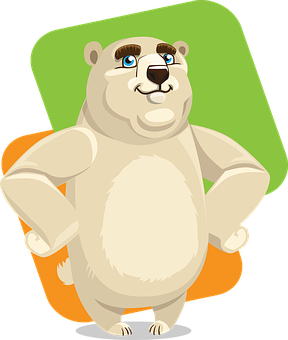 Cartoon Polar Bear Confident Pose PNG Image