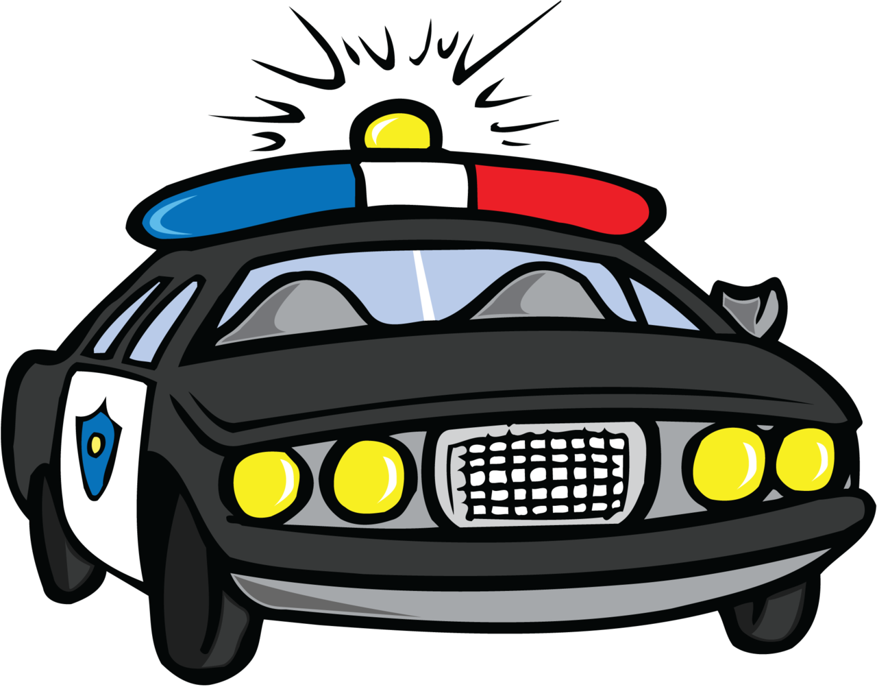 Cartoon Police Car With Siren PNG Image