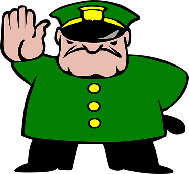 Cartoon Police Officer Gesture Stop PNG Image