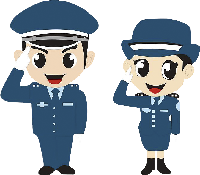 Cartoon Police Officers Saluting PNG Image