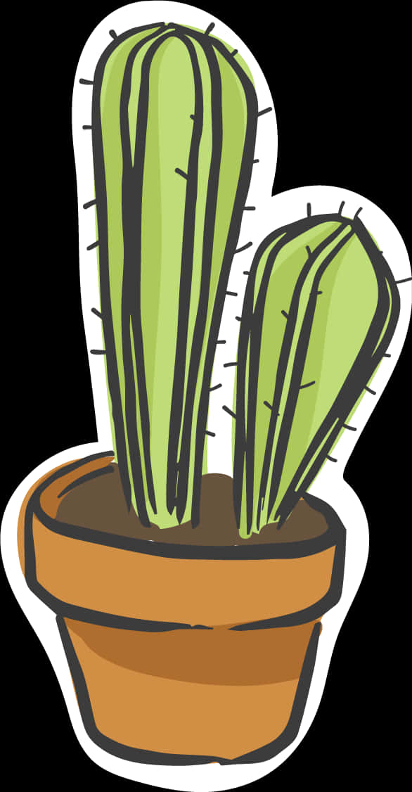 Cartoon Potted Cactus Illustration PNG Image