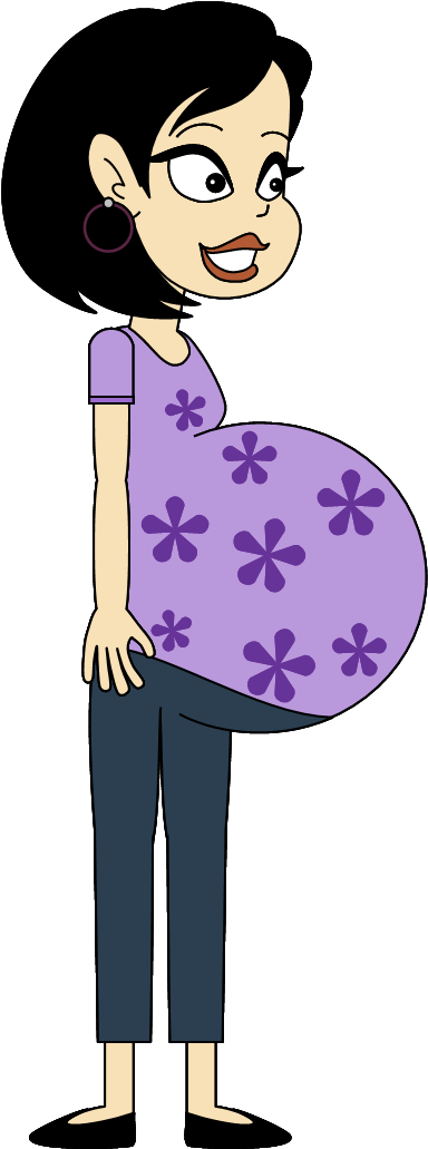 Cartoon Pregnant Woman Smiling PNG Image