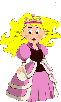 Cartoon Princessin Pink Dress PNG Image