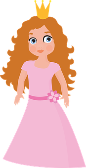 Cartoon Princessin Pink Dress PNG Image