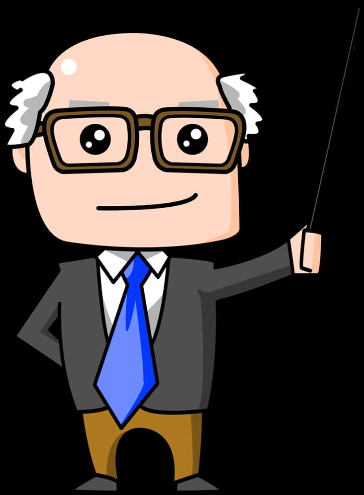 Cartoon Professor With Pointer PNG Image