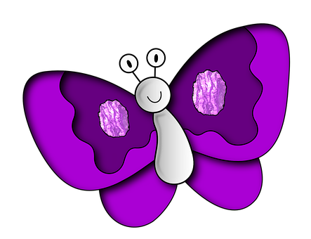 Cartoon Purple Butterfly PNG Image