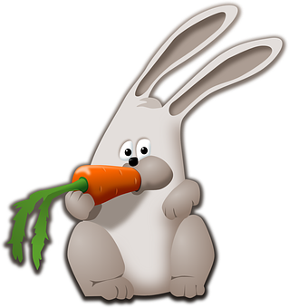 Cartoon Rabbit Eating Carrot PNG Image