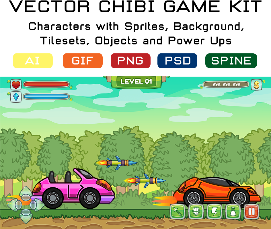 Cartoon Racing Cars Game Interface PNG Image