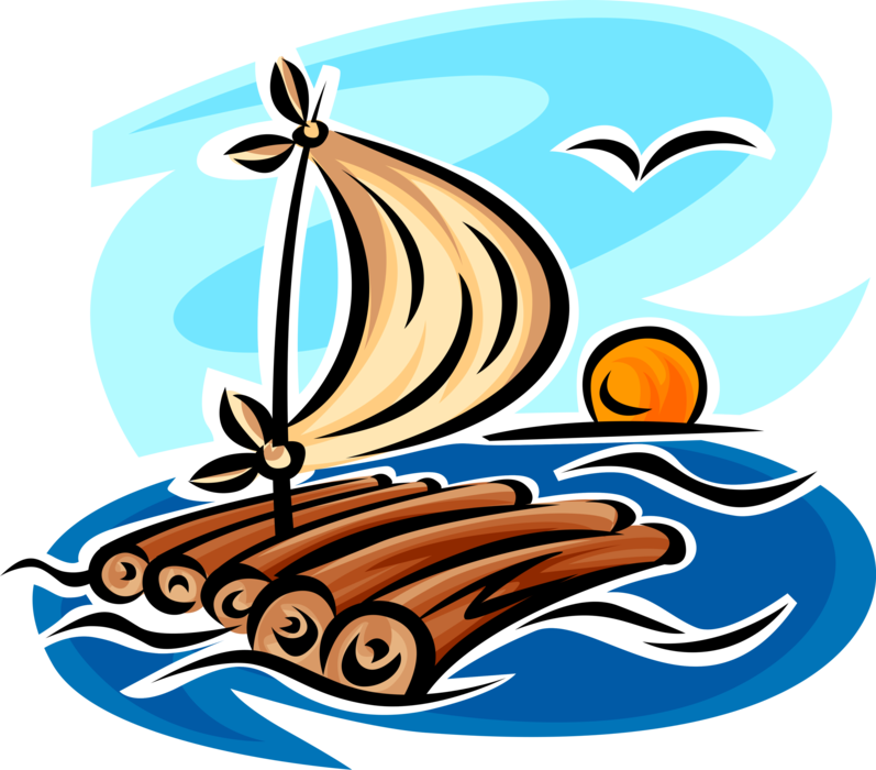 Cartoon Raft Adventure PNG Image