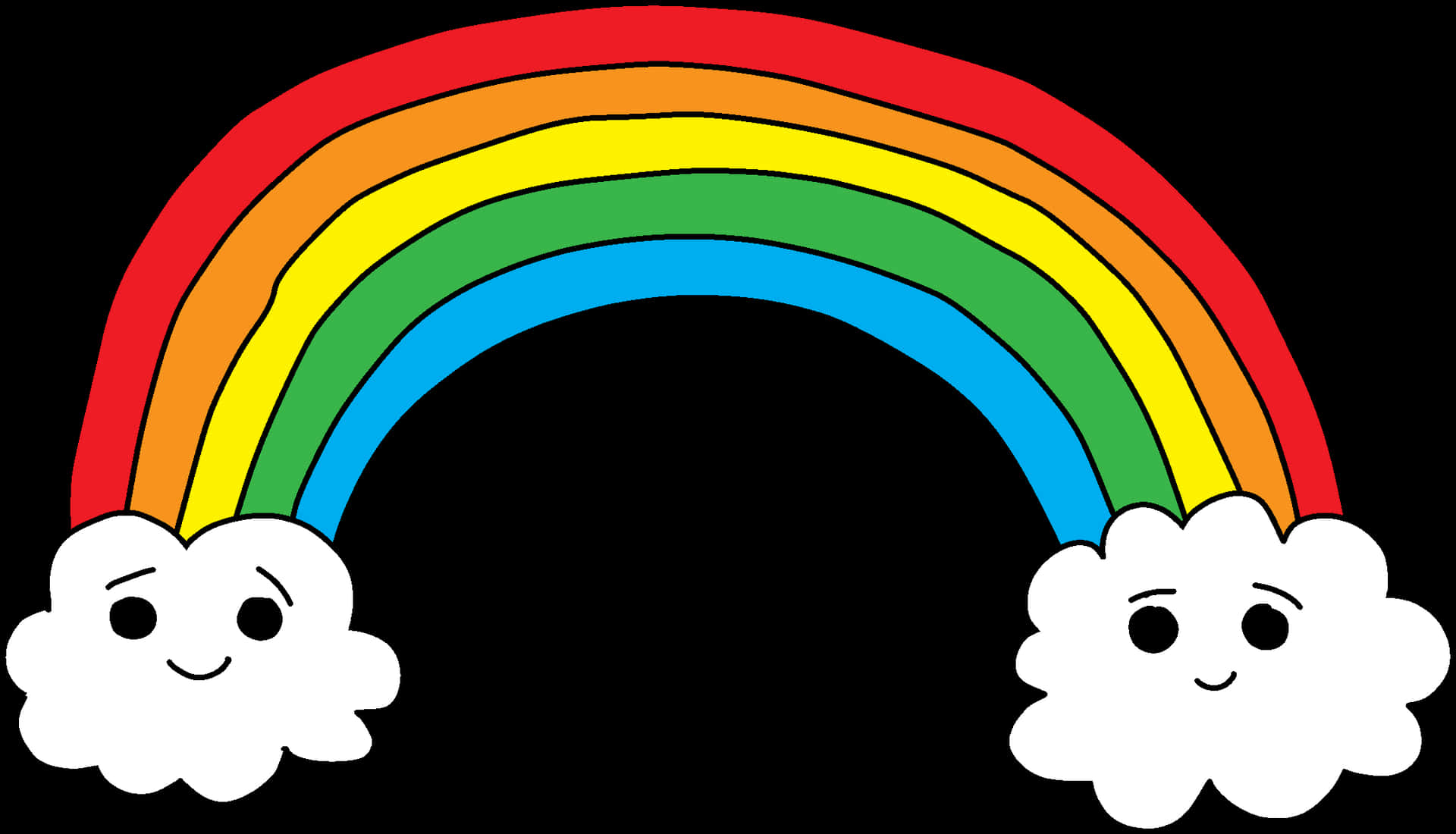 Cartoon Rainbow With Clouds PNG Image