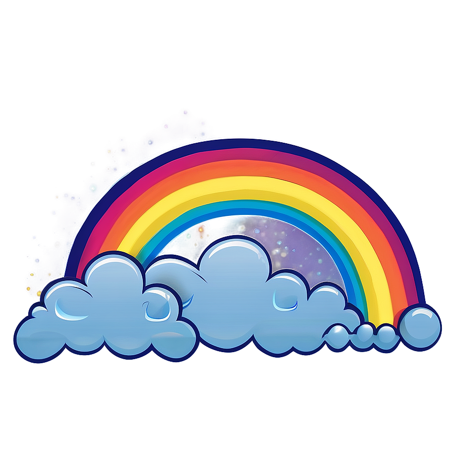 Cartoon Rainbow With Clouds Png Qib PNG Image