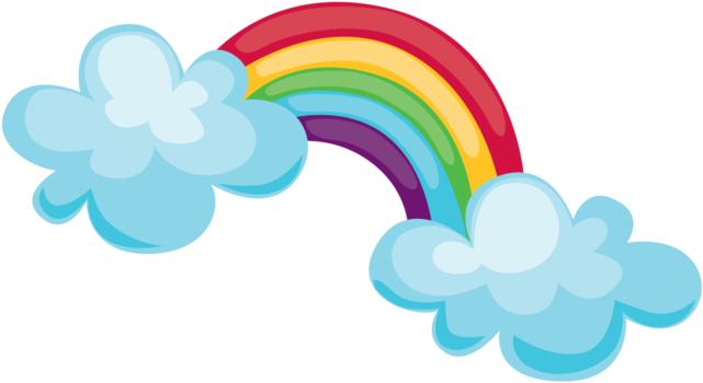 Cartoon Rainbowand Clouds PNG Image