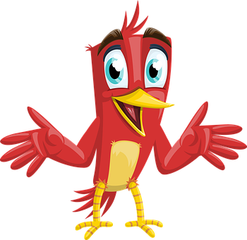 Cartoon Red Bird Gesture PNG Image