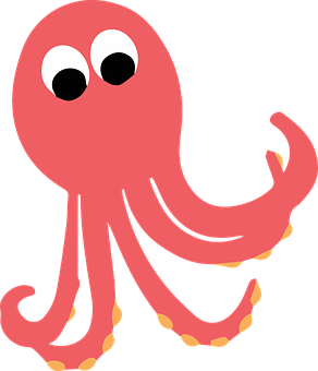 Cartoon Red Octopus PNG Image