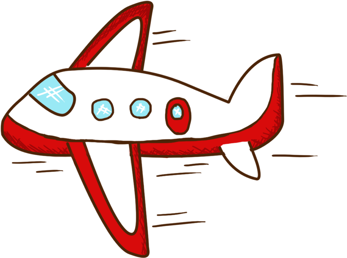 Cartoon Red White Airplane PNG Image