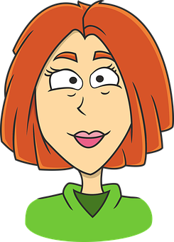 Cartoon Redhead Female Character PNG Image