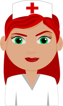 Cartoon Redhead Nurse Avatar PNG Image