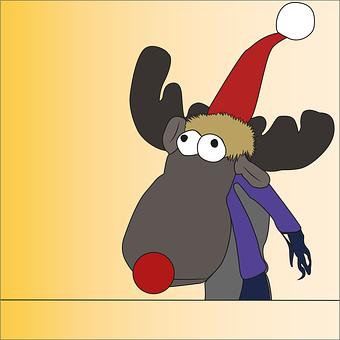 Cartoon Reindeerin Santa Hat PNG Image