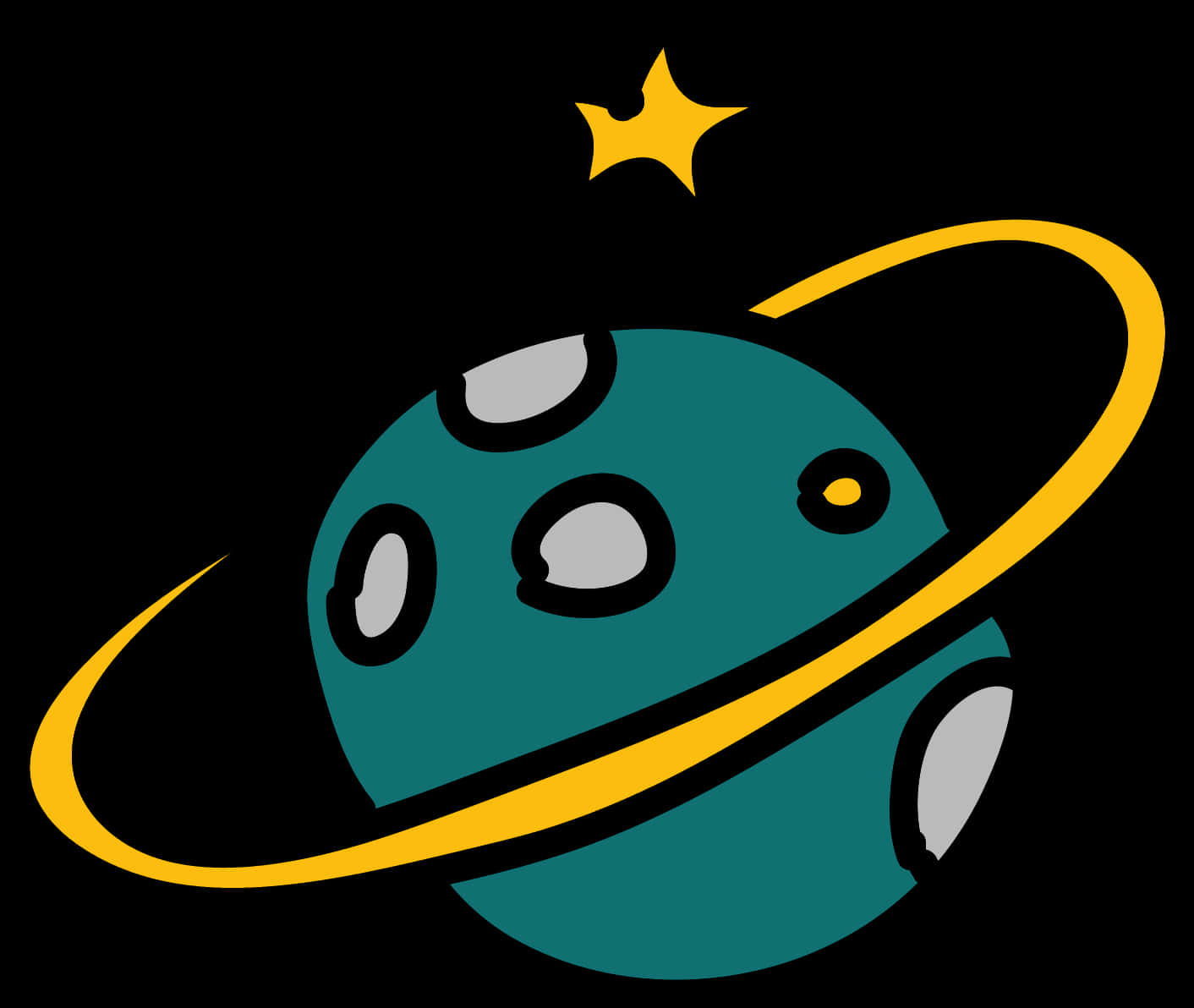 Cartoon Ringed Planet Vector PNG Image