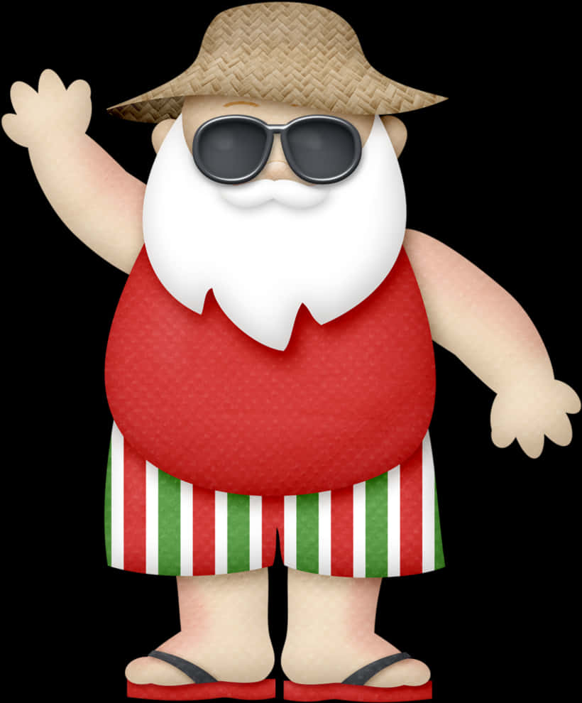 Cartoon Santaon Vacation PNG Image