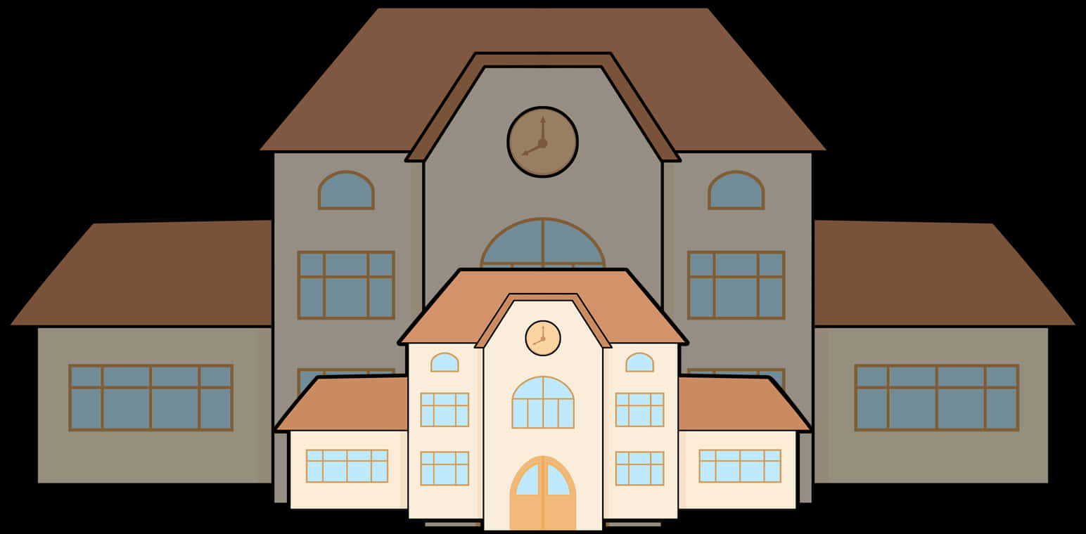 Cartoon School Building Illustration PNG Image