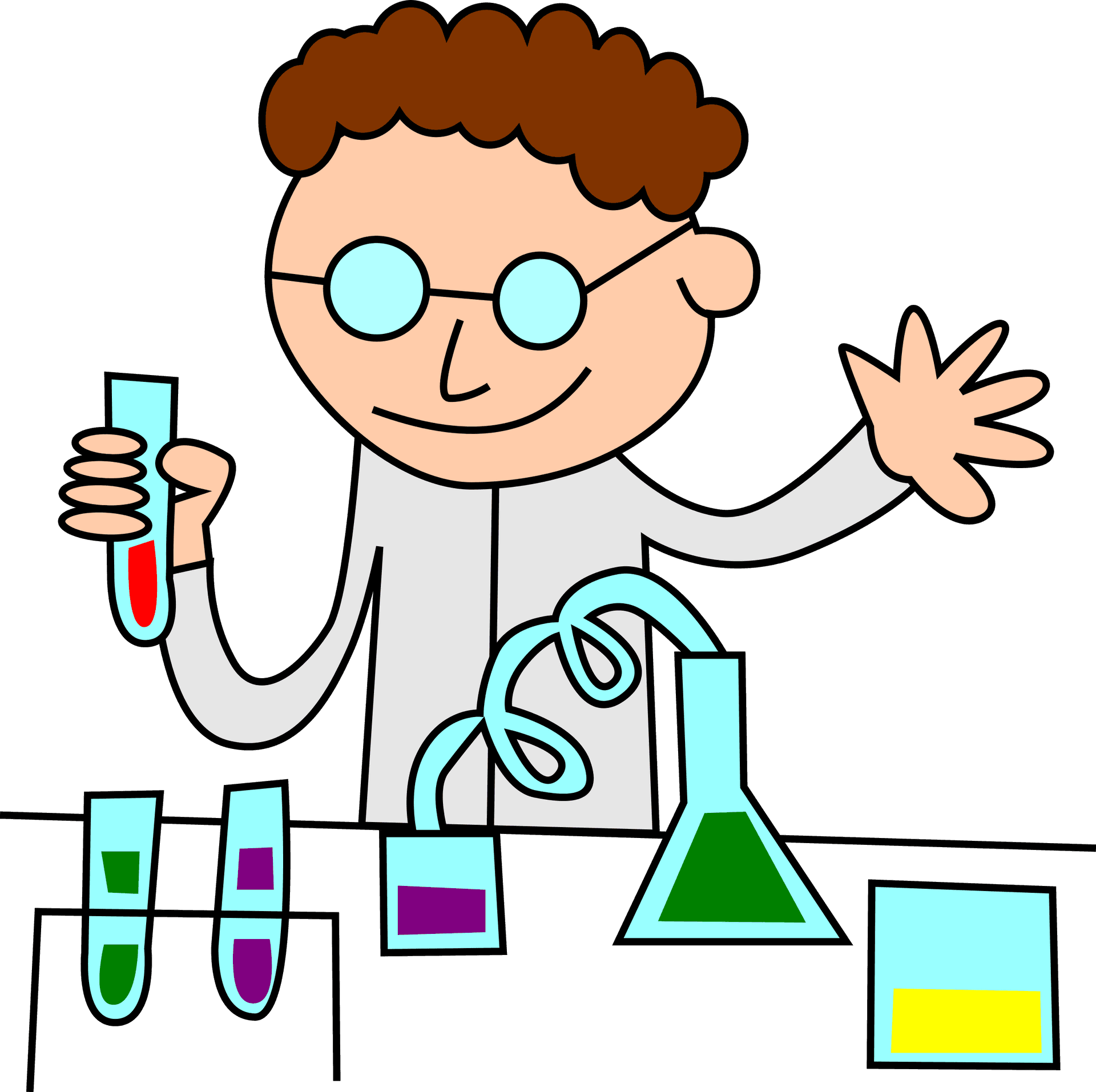 Cartoon Scientist Conducting Experiments PNG Image